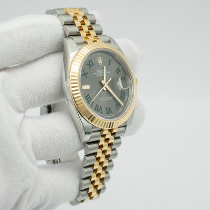 Rolex Datejust 41mm Fluted Bezel Slate Green Roman Dial 126333