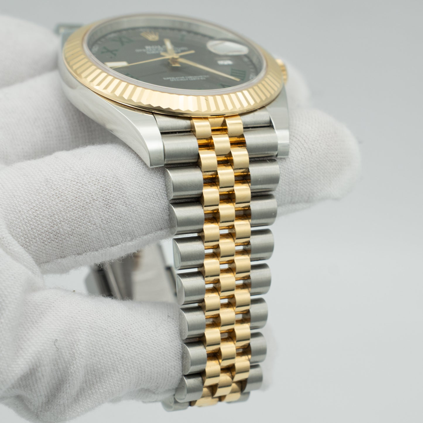 Rolex Datejust 41mm Fluted Bezel Slate Green Roman Dial 126333