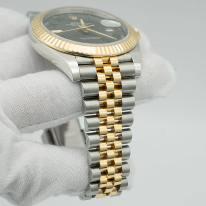 Rolex Datejust 41mm Fluted Bezel Slate Green Roman Dial 126333