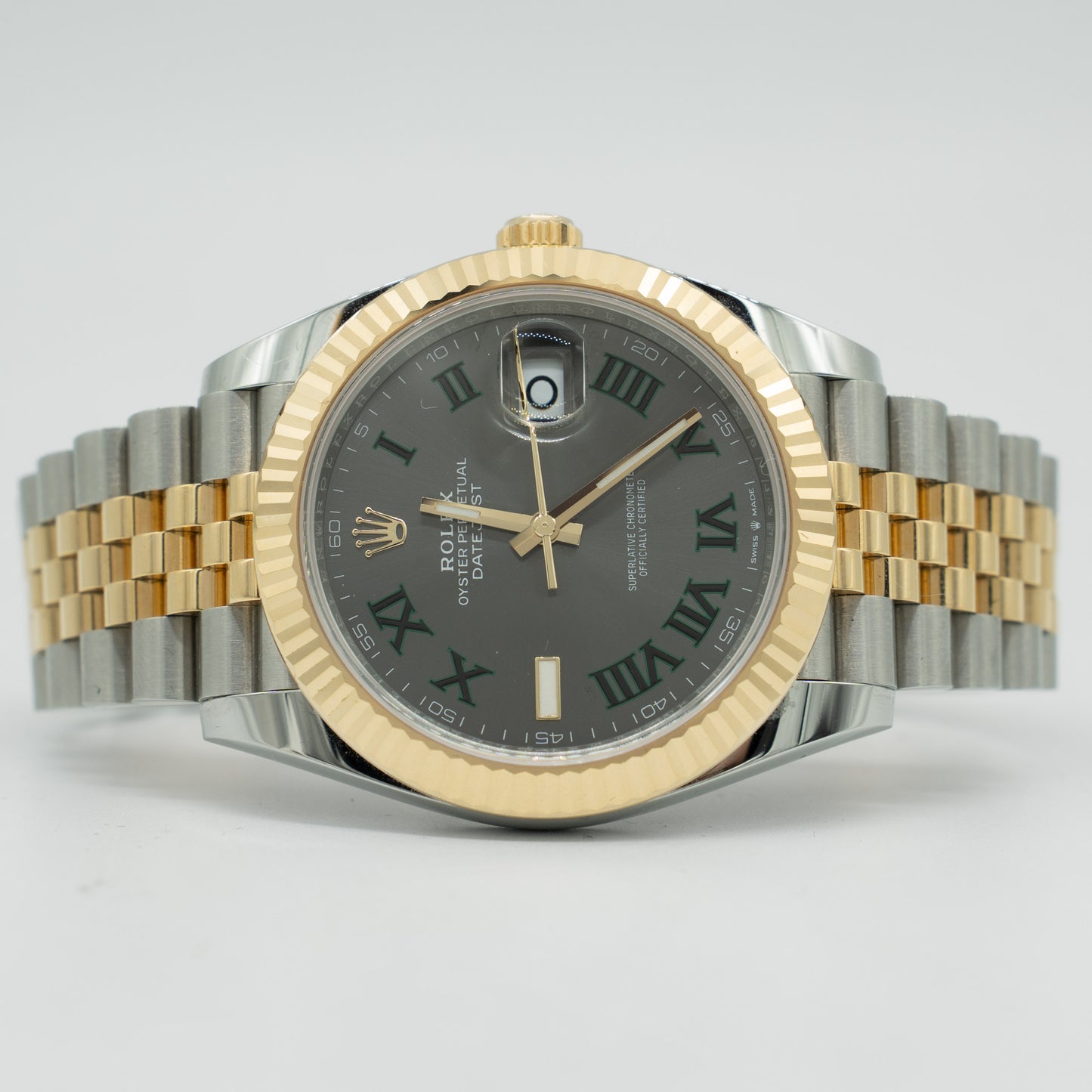 Rolex Datejust 41mm Fluted Bezel Slate Green Roman Dial 126333