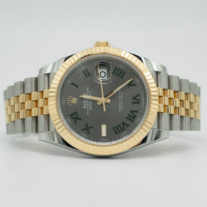 Rolex Datejust 41mm Fluted Bezel Slate Green Roman Dial 126333