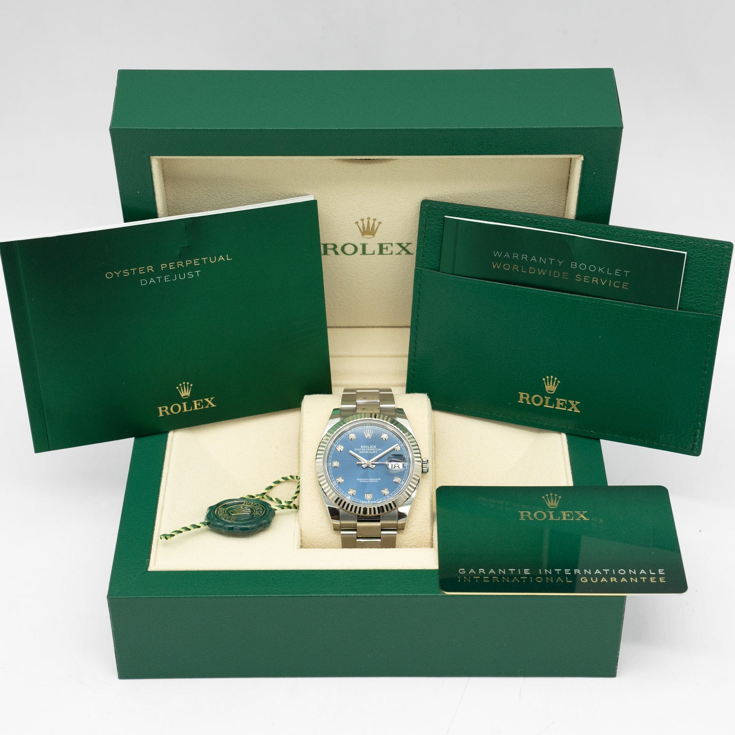 Rolex Datejust 126334 Blue Diamond Oyster 41mm Stainless Steel Watch B&P 2022
