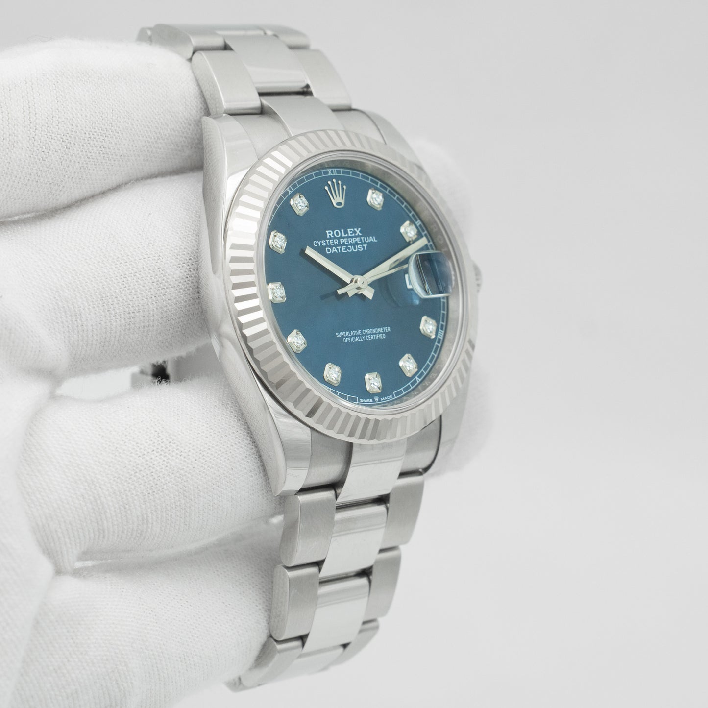 Rolex Datejust 126334 Blue Diamond Oyster 41mm Stainless Steel Watch B&P 2022