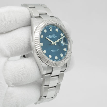 Rolex Datejust 126334 Blue Diamond Oyster 41mm Stainless Steel Watch B&P 2022