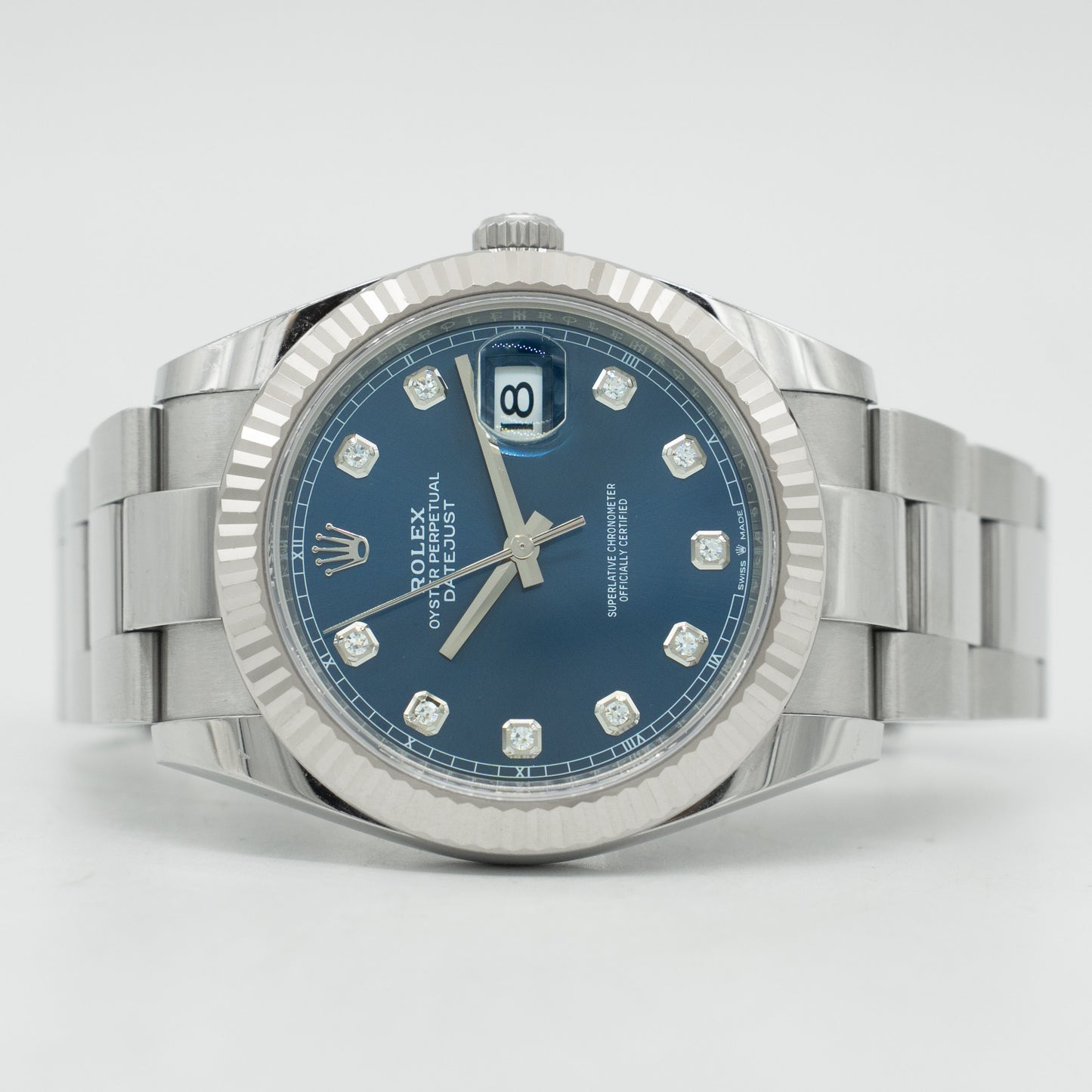 Rolex Datejust 126334 Blue Diamond Oyster 41mm Stainless Steel Watch B&P 2022