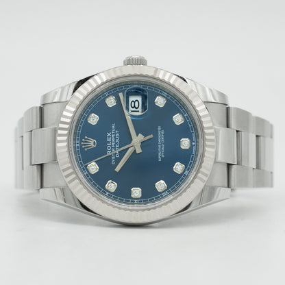 Rolex Datejust 126334 Blue Diamond Oyster 41mm Stainless Steel Watch B&P 2022
