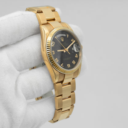 Rolex President Day-Date 118205 Everose Gold Watch Black Dial