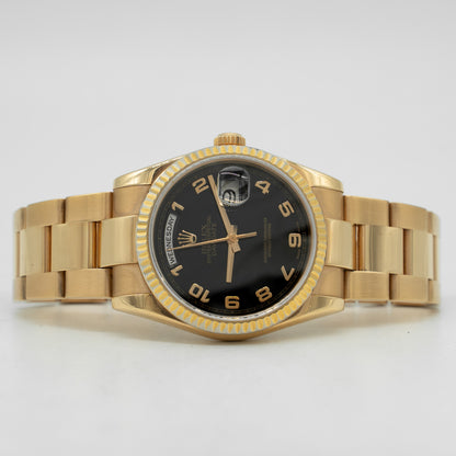 Rolex President Day-Date 118205 Everose Gold Watch Black Dial