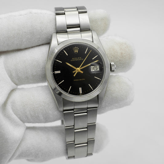 Rolex Oysterdate Precision 6694 Black Dial Oyster Bracelet 1973 34mm