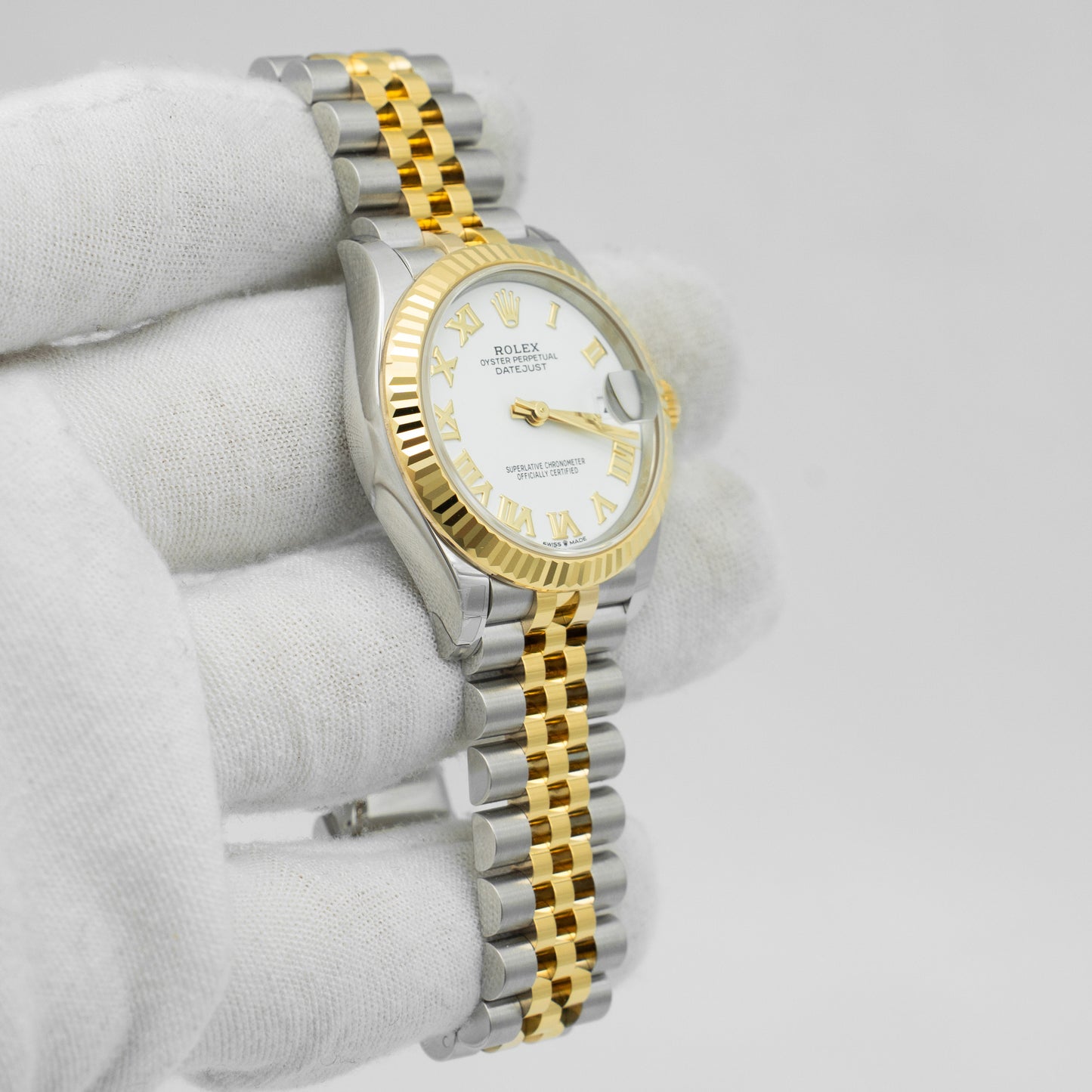 Rolex Datejust 31mm White Roman Dial 278273 Yellow Gold Jubilee