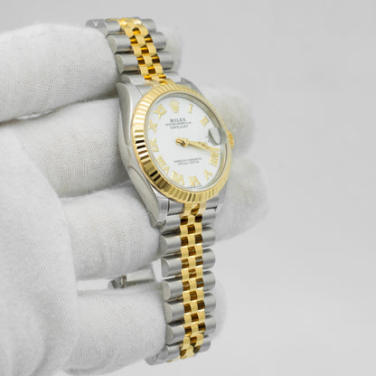 Rolex Datejust 31mm White Roman Dial 278273 Yellow Gold Jubilee