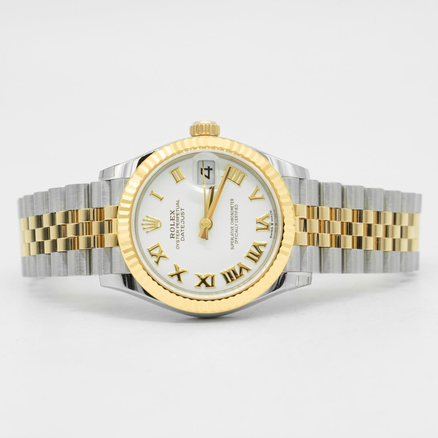 Rolex Datejust 31mm White Roman Dial 278273 Yellow Gold Jubilee