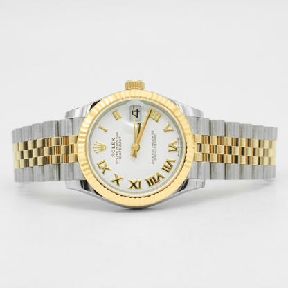 Rolex Datejust 31mm White Roman Dial 278273 Yellow Gold Jubilee
