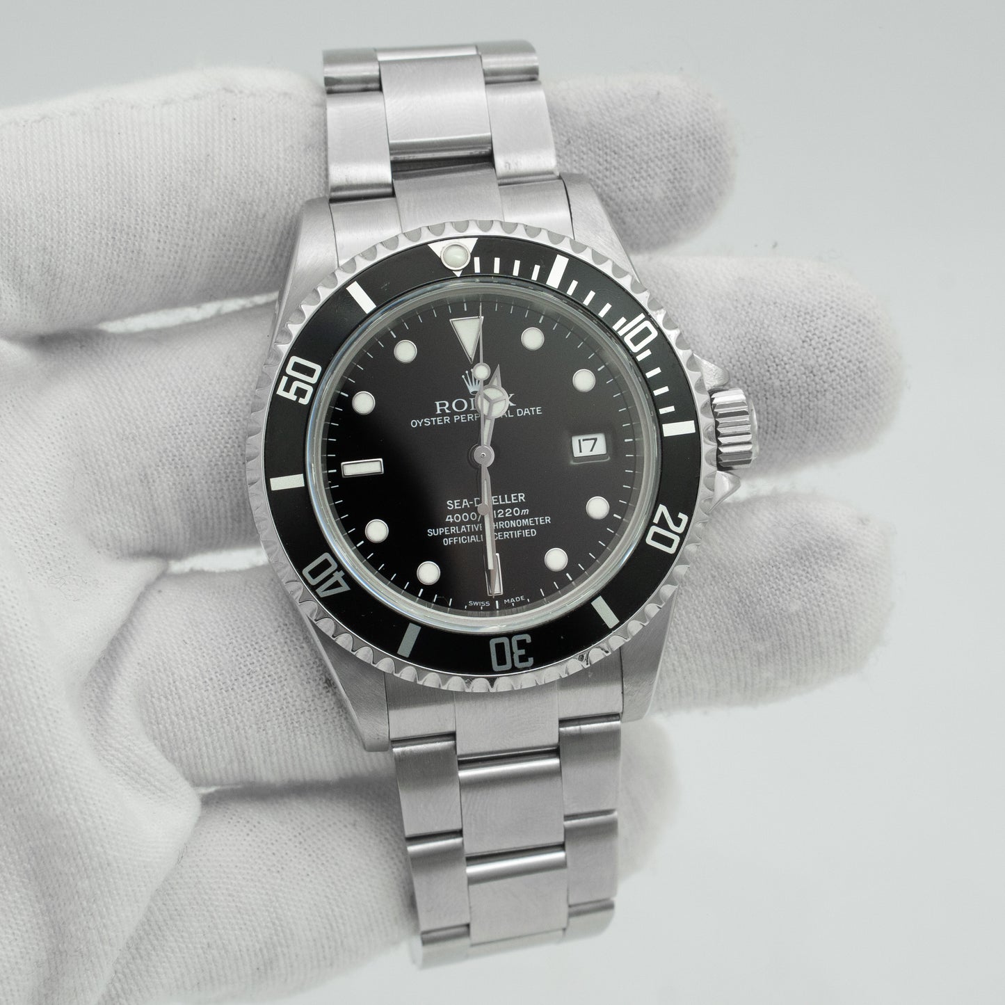 Rolex Sea-Dweller 16600 Silver Oyster Bracelet with Black Bezel B&P
