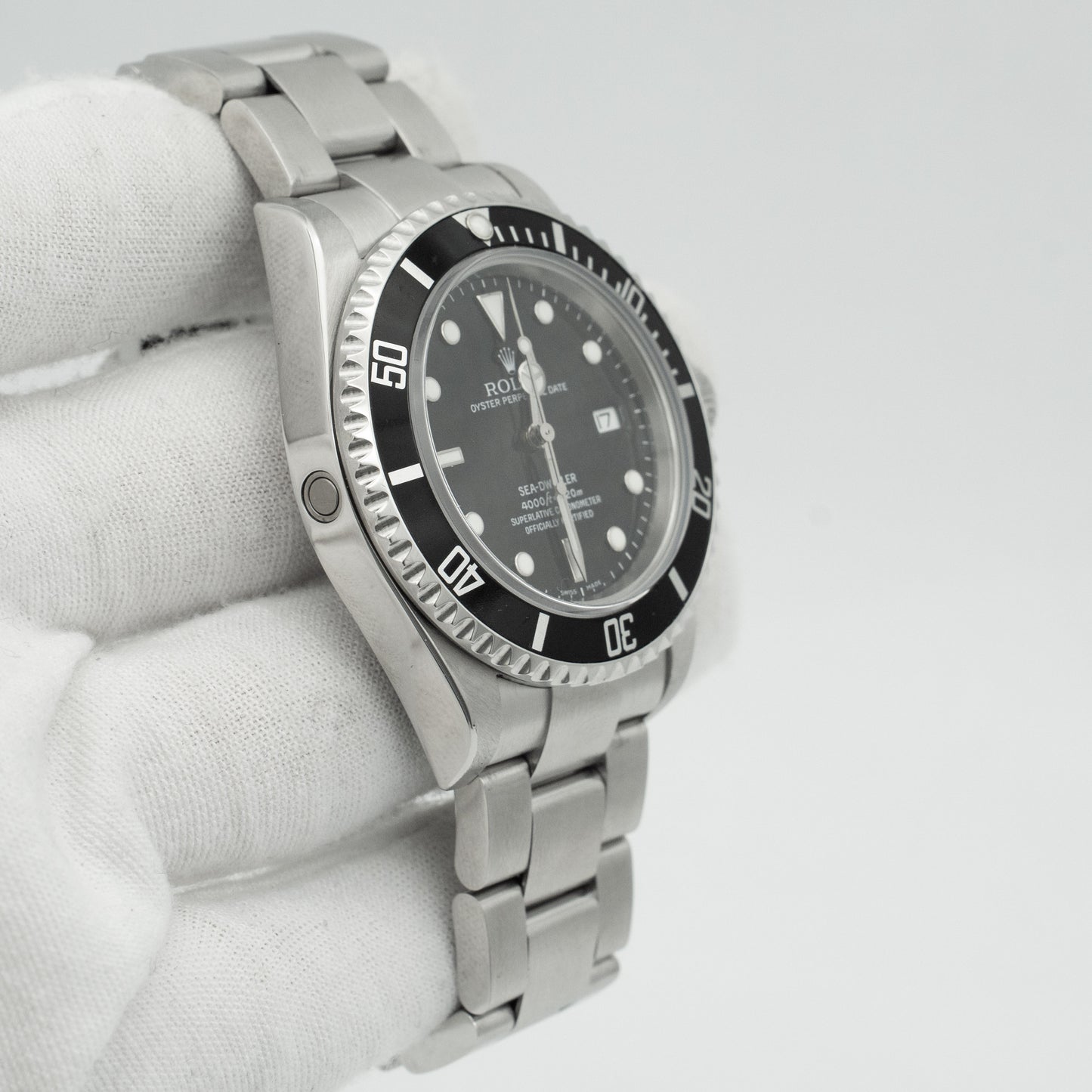 Rolex Sea-Dweller 16600 Silver Oyster Bracelet with Black Bezel B&P