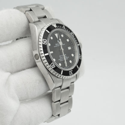 Rolex Sea-Dweller 16600 Silver Oyster Bracelet with Black Bezel B&P