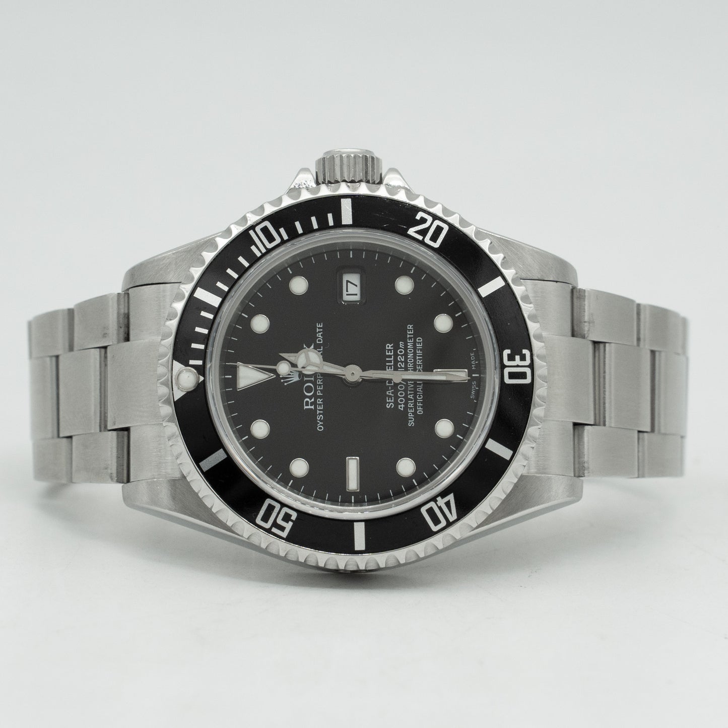 Rolex Sea-Dweller 16600 Silver Oyster Bracelet with Black Bezel B&P