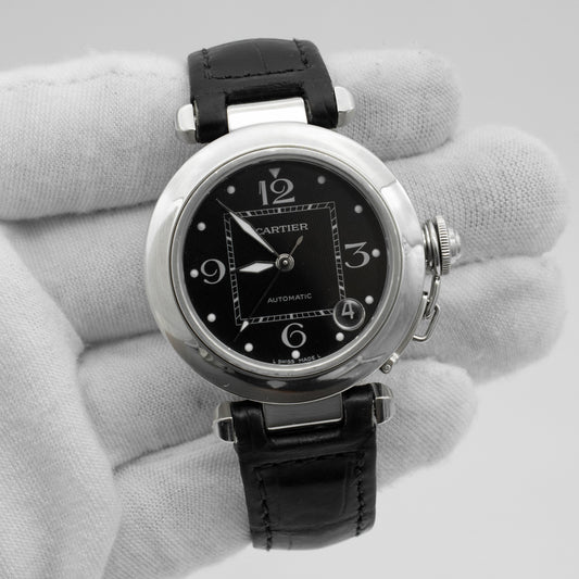 Pasha De Cartier Unisex Automatic Watch 2324 Black Dial Deployment Buckle