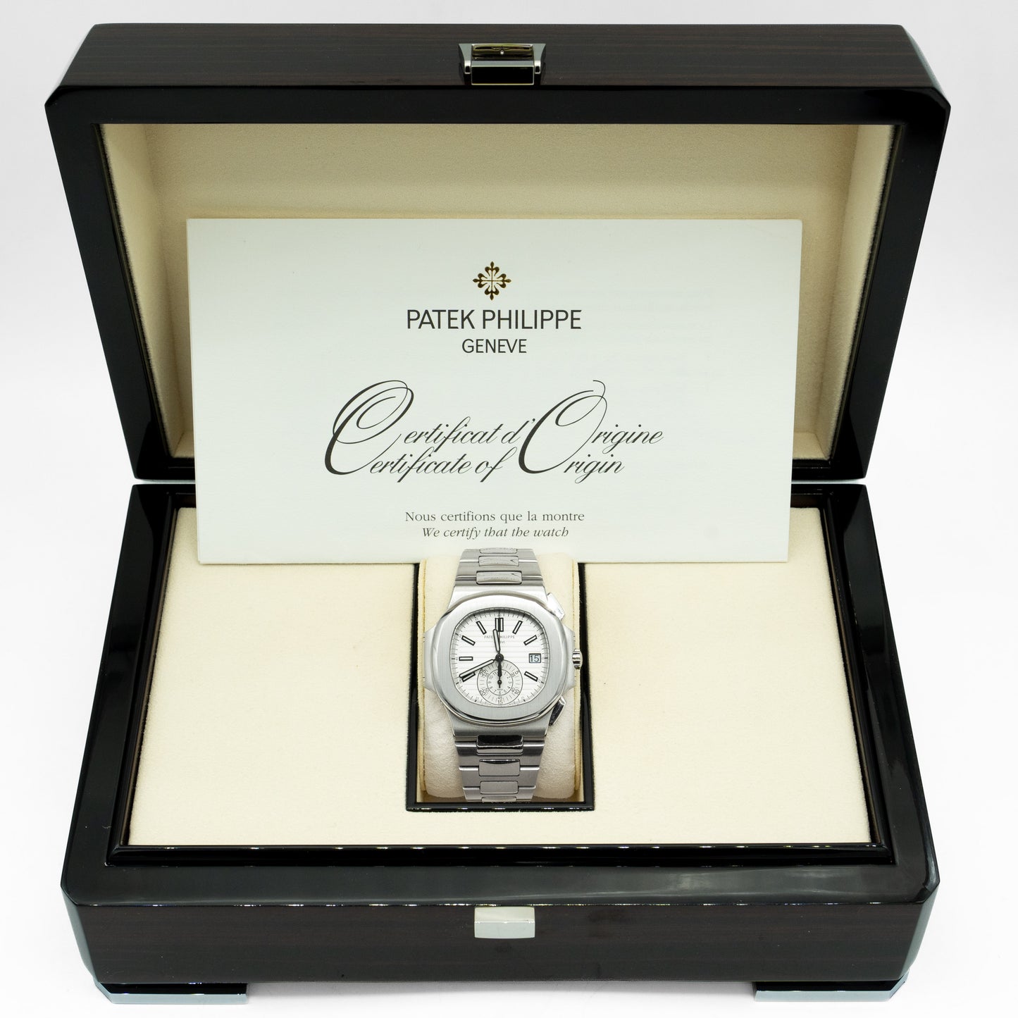 Patek Philippe Nautilus Steel White Dial Mens Watch 5980/1A-019 Box&Papers