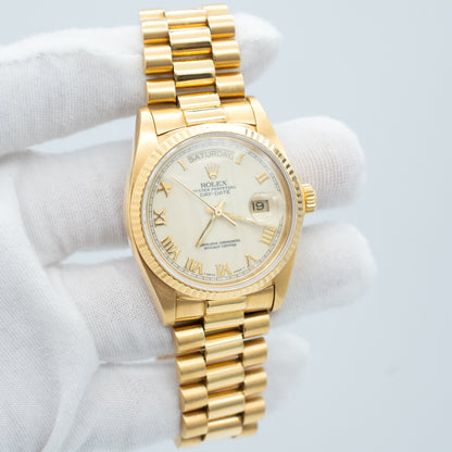 Rolex 18038 Day Date 18K Yellow Gold with Cream Dial 1981