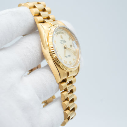 Rolex 18038 Day Date 18K Yellow Gold with Cream Dial 1981