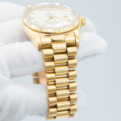 Rolex 18038 Day Date 18K Yellow Gold with Cream Dial 1981