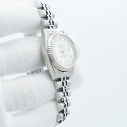 Rolex Datejust Steel White Gold Silver Diamond Dial Ladies Watch 79174