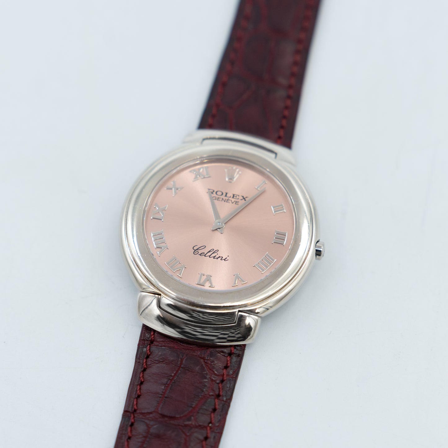 Rolex Cellini Watch 18K White Gold 6623 Quartz Pink Dial With Service Paper