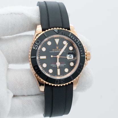 Rolex Yacht-Master 40mm 126655 BLACK 18K Rose Gold Oysterflex
