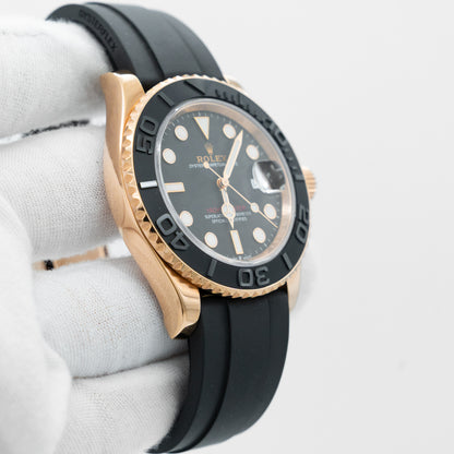 Rolex Yacht-Master 40mm 126655 BLACK 18K Rose Gold Oysterflex