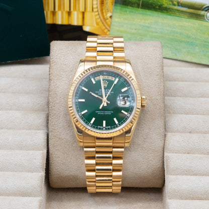 Rolex Day Date 118238 Green Dial 36mm "President" with Service Card