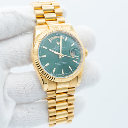 Rolex Day Date 118238 Green Dial 36mm "President" with Service Card