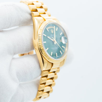 Rolex Day Date 118238 Green Dial 36mm "President" with Service Card