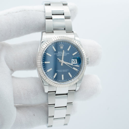 Rolex Datejust 36 Self-Winding Automatic Steel Date Blue Dial Mens 2023