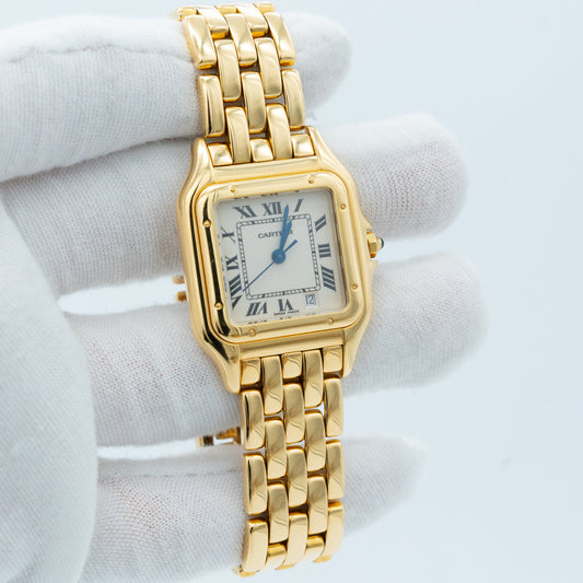 Cartier Panthere Quartz 29mm 18k Yellow Gold Off-White Roman Dial woman 106000M