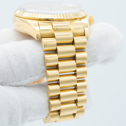 Rolex 18038 Day Date 18K Yellow Gold with Linen Stick Dial
