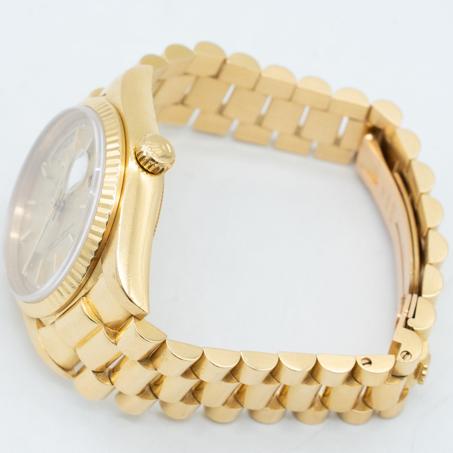 Rolex 18038 Day Date 18K Yellow Gold with Linen Stick Dial