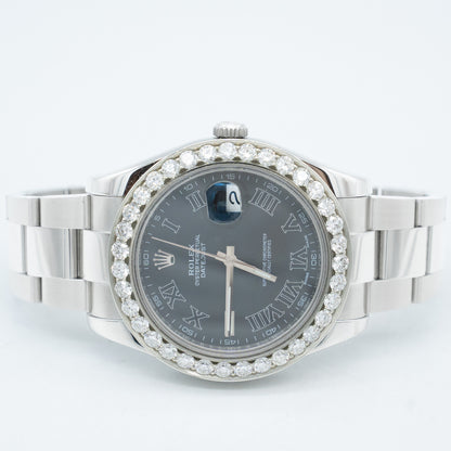 Rolex Datejust 116300 41mm Black Index Dial Custom Diamond Bezel