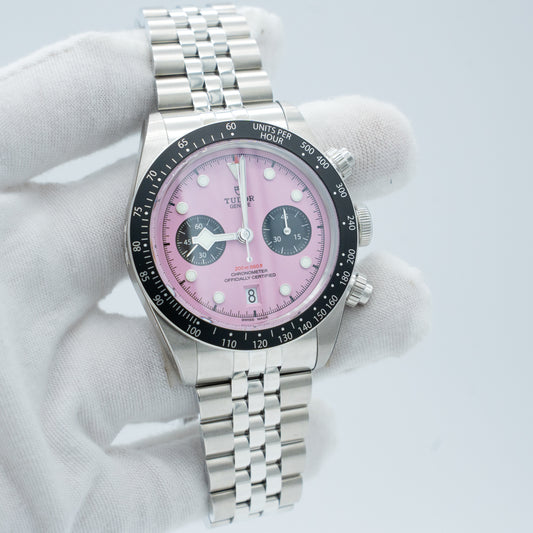 Tudor Black Bay Chrono 41mm PINK Steel JUBILEE 79360 Brand New