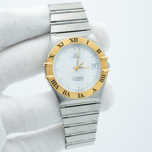 Omega Constellation Yellow Gold White Dial Stainless Steel