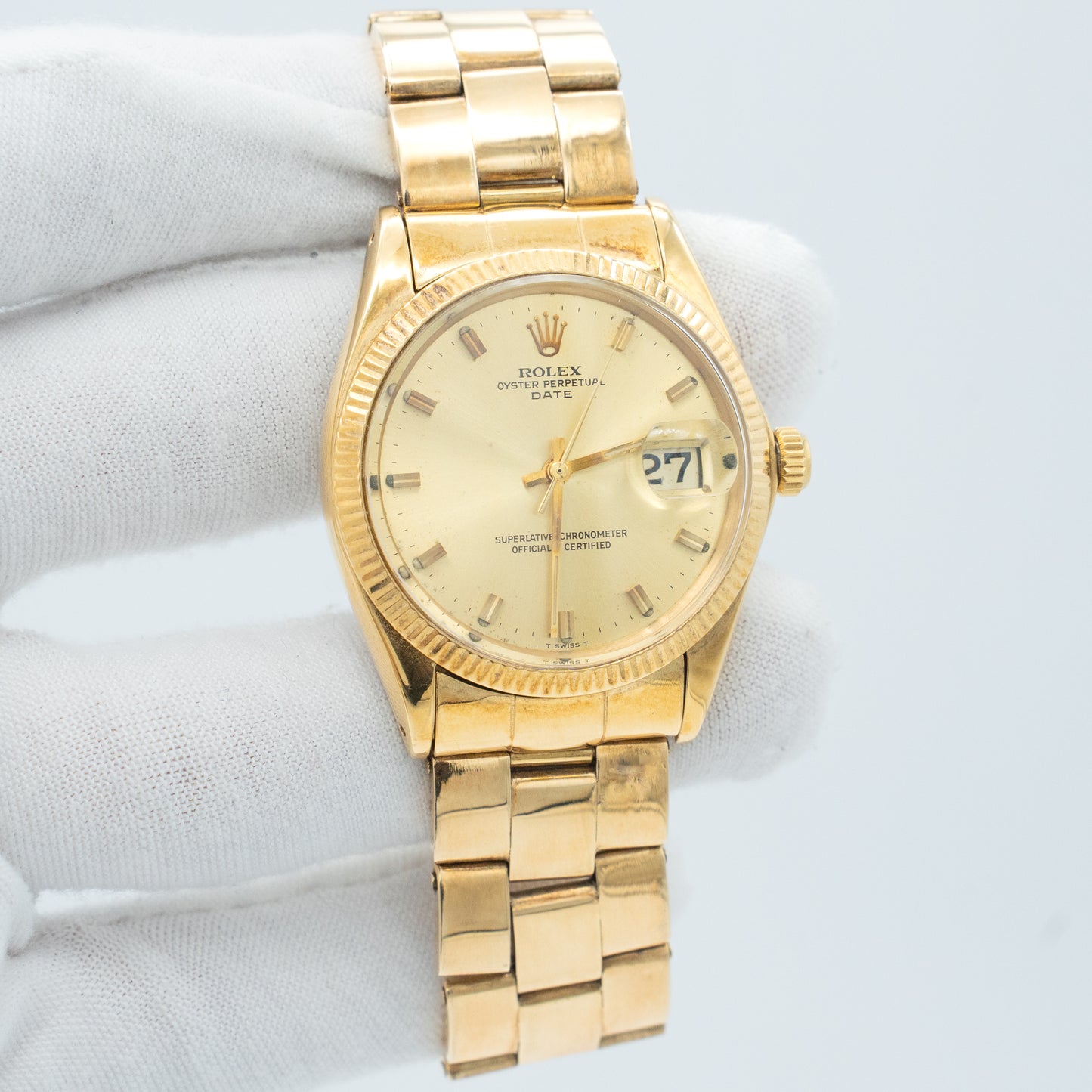 Rolex Oyster Perpetual Date 18K Yellow Gold 1503 with After Market Bracelet