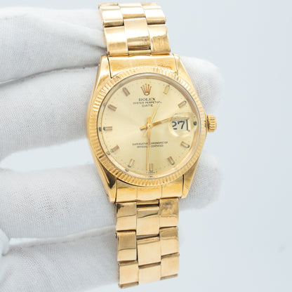 Rolex Oyster Perpetual Date 18K Yellow Gold 1503 with After Market Bracelet