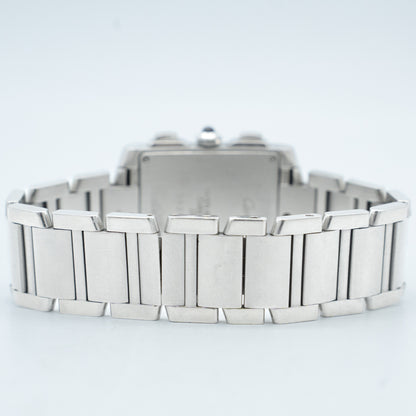 Cartier 28mm Tank Francaise Chronoflex Chronograph Quartz Watch 2303