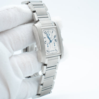 Cartier 28mm Tank Francaise Chronoflex Chronograph Quartz Watch Ref: 2303
