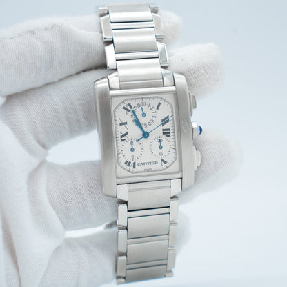 Cartier 28mm Tank Francaise Chronoflex Chronograph Quartz Watch Ref: 2303
