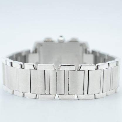 Cartier 28mm Tank Francaise Chronoflex Chronograph Quartz Watch Ref: 2303