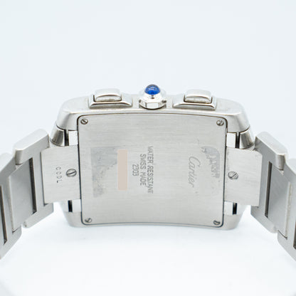 Cartier 28mm Tank Francaise Chronoflex Chronograph Quartz Watch Ref: 2303