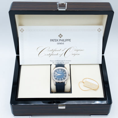 2025 Patek Philippe Aquanaut Travel Time White Gold Blue Dial 42mm 5168G-001 B&P