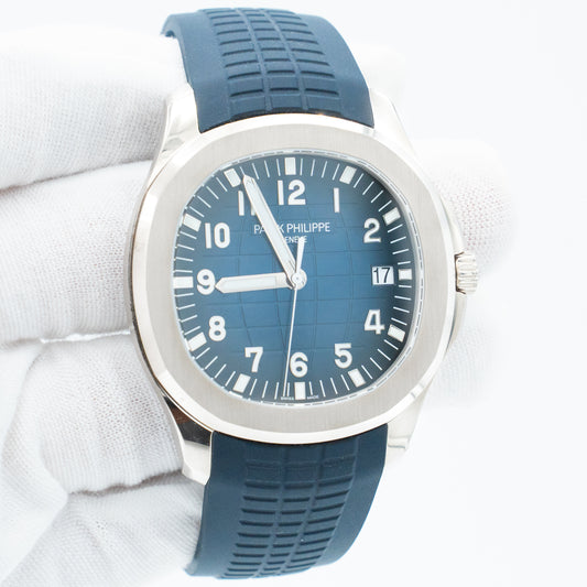 2025 Patek Philippe Aquanaut Travel Time White Gold Blue Dial 42mm 5168G-001 B&P