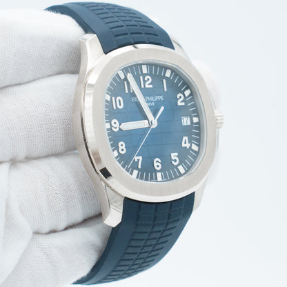 2025 Patek Philippe Aquanaut Travel Time White Gold Blue Dial 42mm 5168G-001 B&P